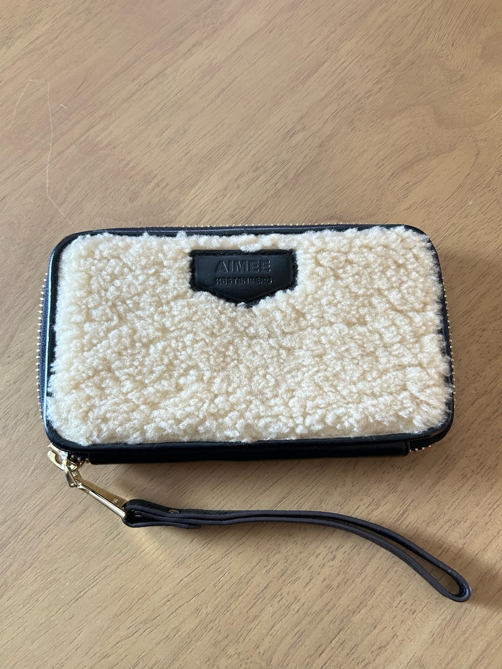 Aimee Kestenberg Jenna RFID Wristlet Wallet Sherpa Leather Trim